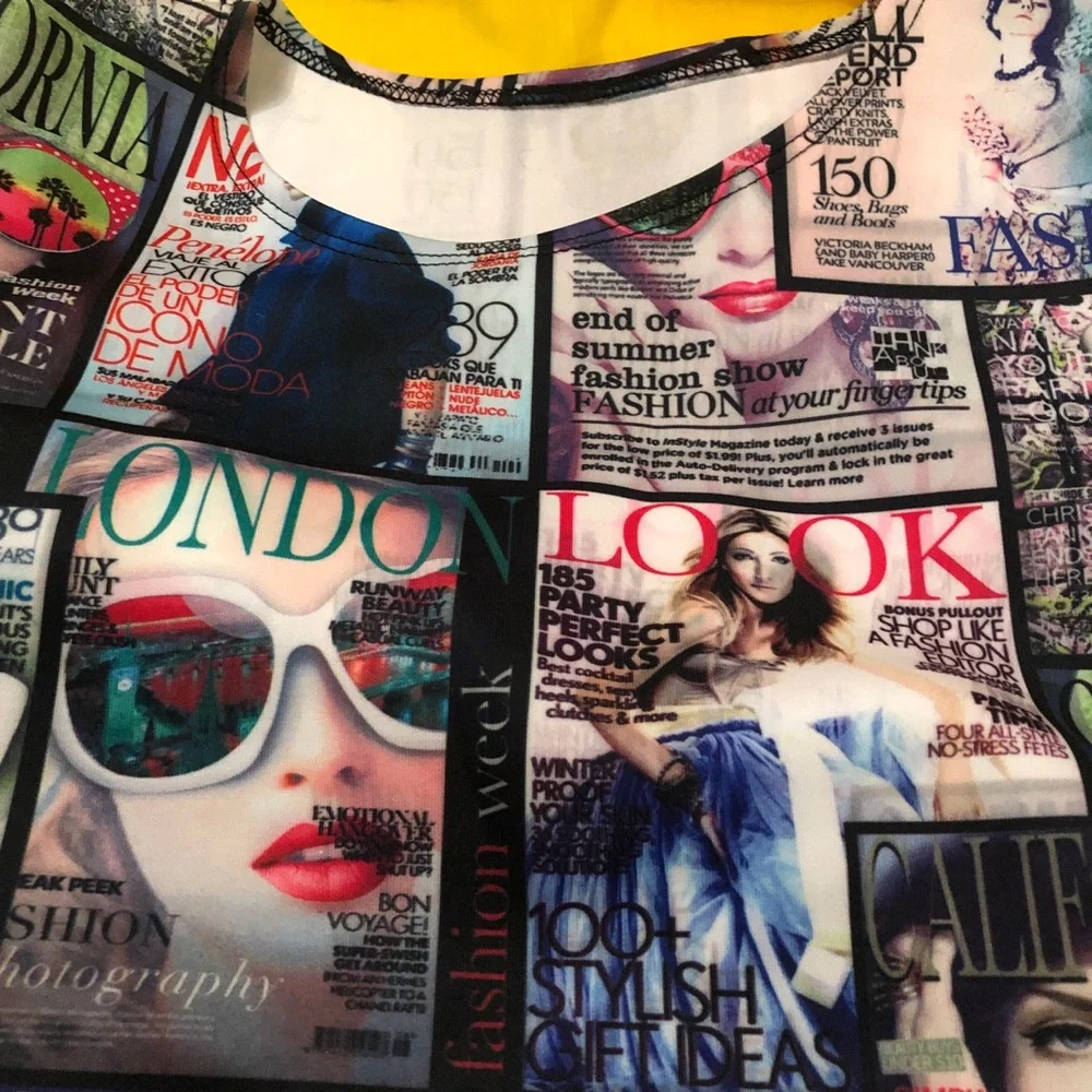 2-piece top and mini skirt cool with magazine covers - Picture 7 of 9